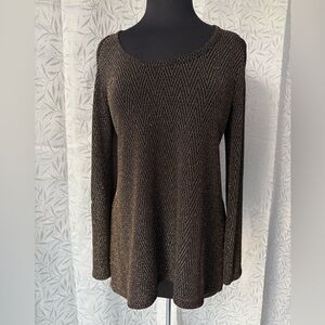 Karen Kane Black and Gold Textured Blouse